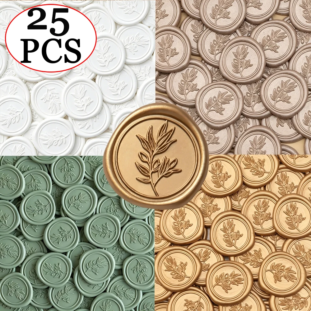Wax Seal Stamp Set - 25 stks/set Olijftakken Bladpatroon Lakzegel Stickers