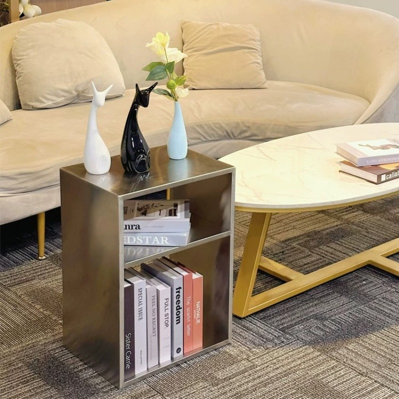 Magazine Holder Rack - Roestvrijstalen salontafel uit het midden van