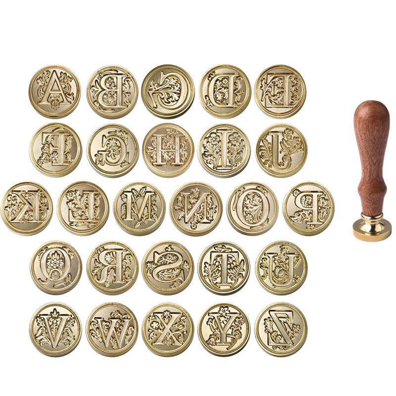 Wax Seal Stamp Set - A-Z Vintage verzegelde wasstempel hoofd 26-letter
