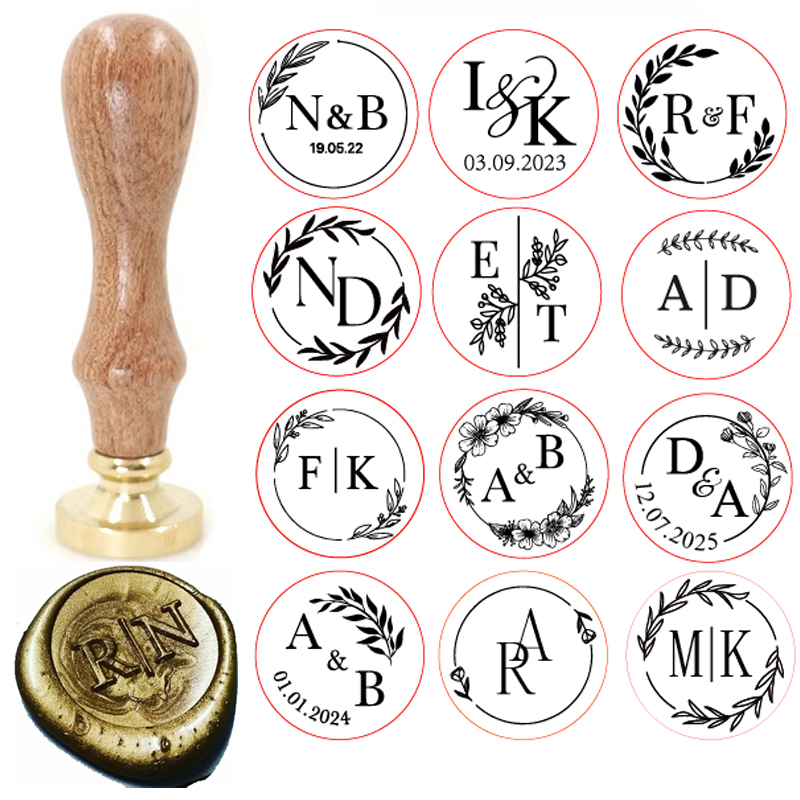 Wax Seal Stamp Set - Aangepaste messing waszegelstempel met 2 initiaal
